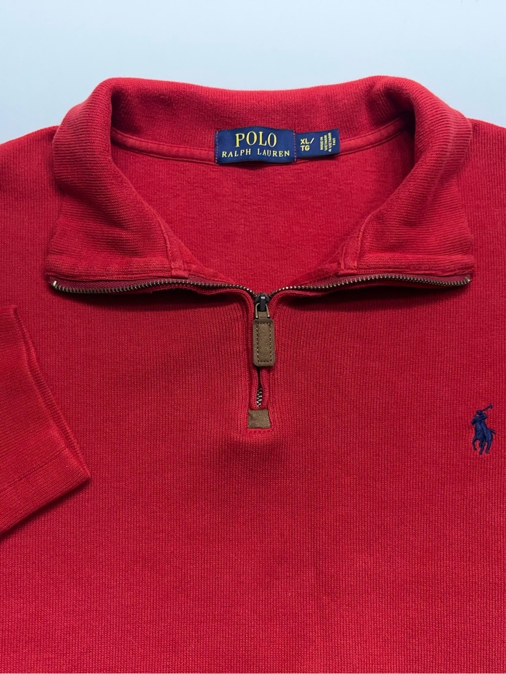 Polo Ralph Lauren 1/4 Zip Sweater Mens Size XL Red Rib Knit Pullover